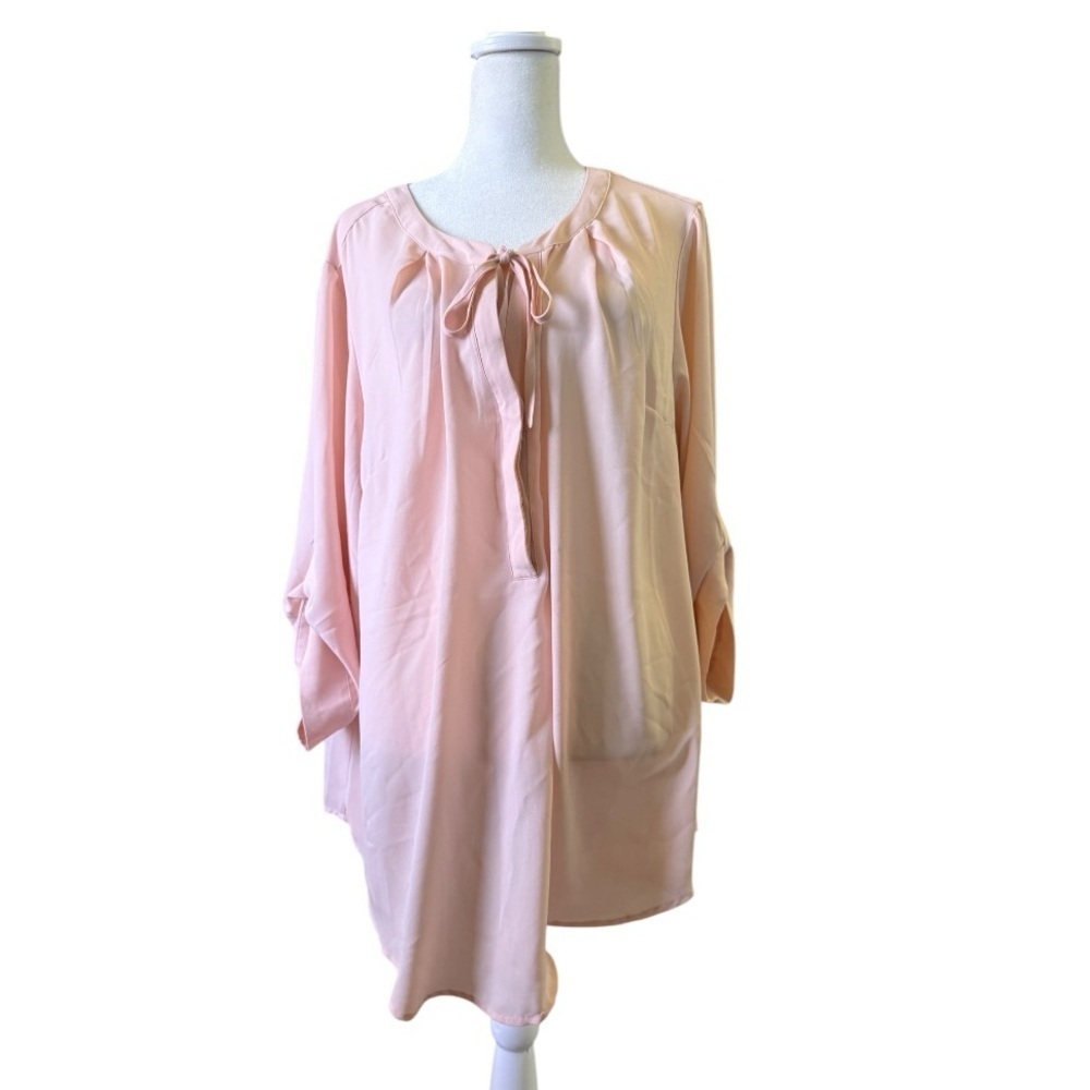 Active Seller! TORRID Blush Pink Semi Sheer Pullover Keyhole Neck Tie